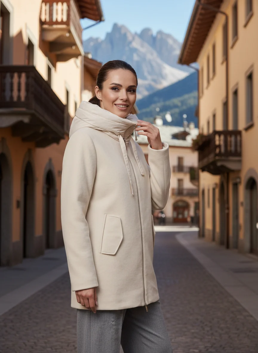 Cappotto panna nel centro storico